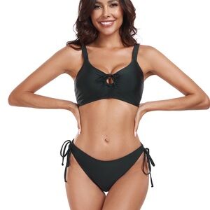 Sz M women’s 2 pc ocean blues bikini set black Black Bikini Set